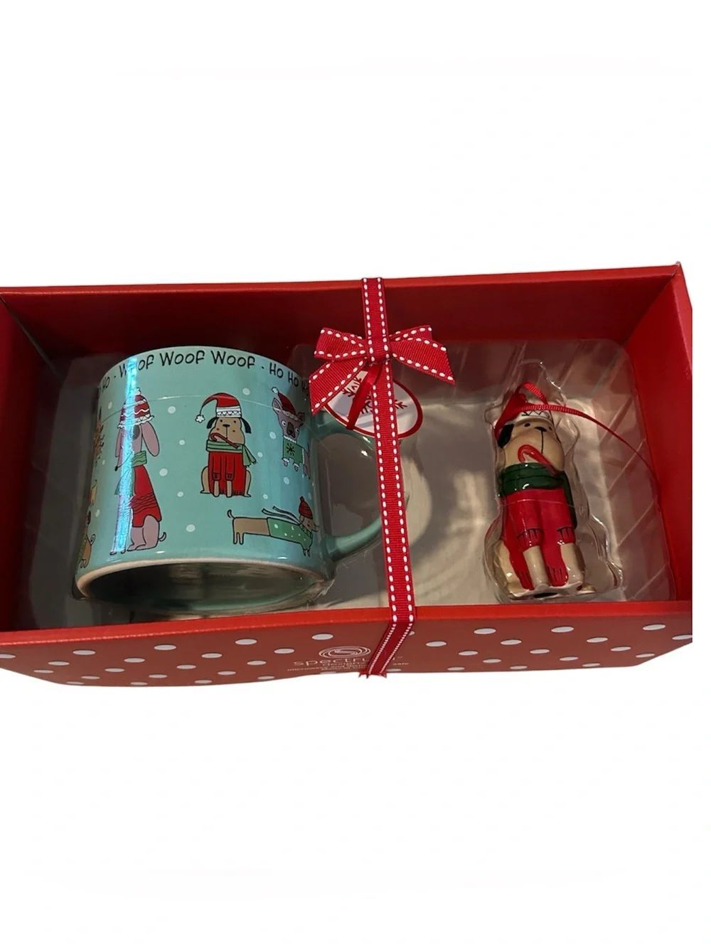 Spectrum Christmas Dog Mug & Matching Ornament Holiday Gift Box Set, Blue, NWT